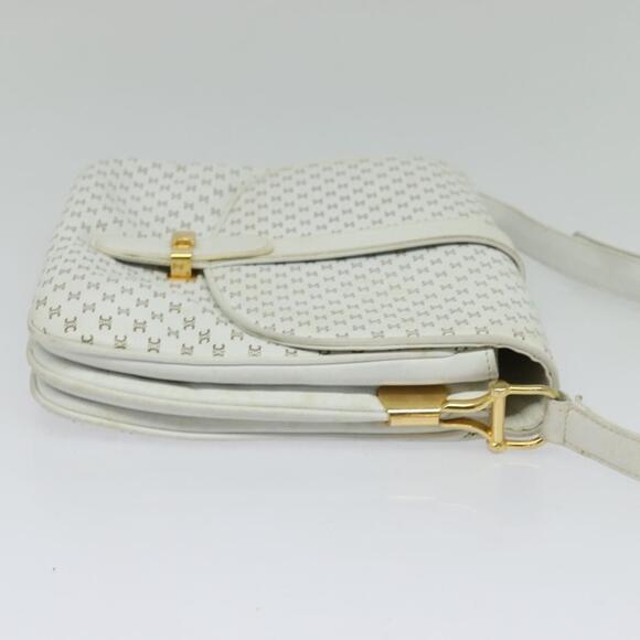CELINE Macadam Canvas Shoulder Bag White Gold - Picture 5 of 13